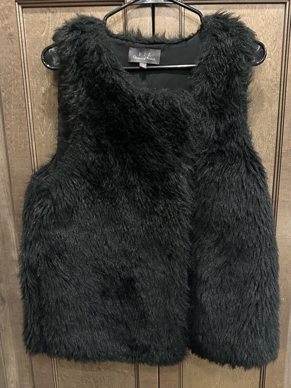 PJK Patterson J Kincaid Black Faux Fur Vest Size M/L